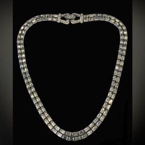 Vintage Joseph Mazer Double Strand Rhinestone Baguette Necklace